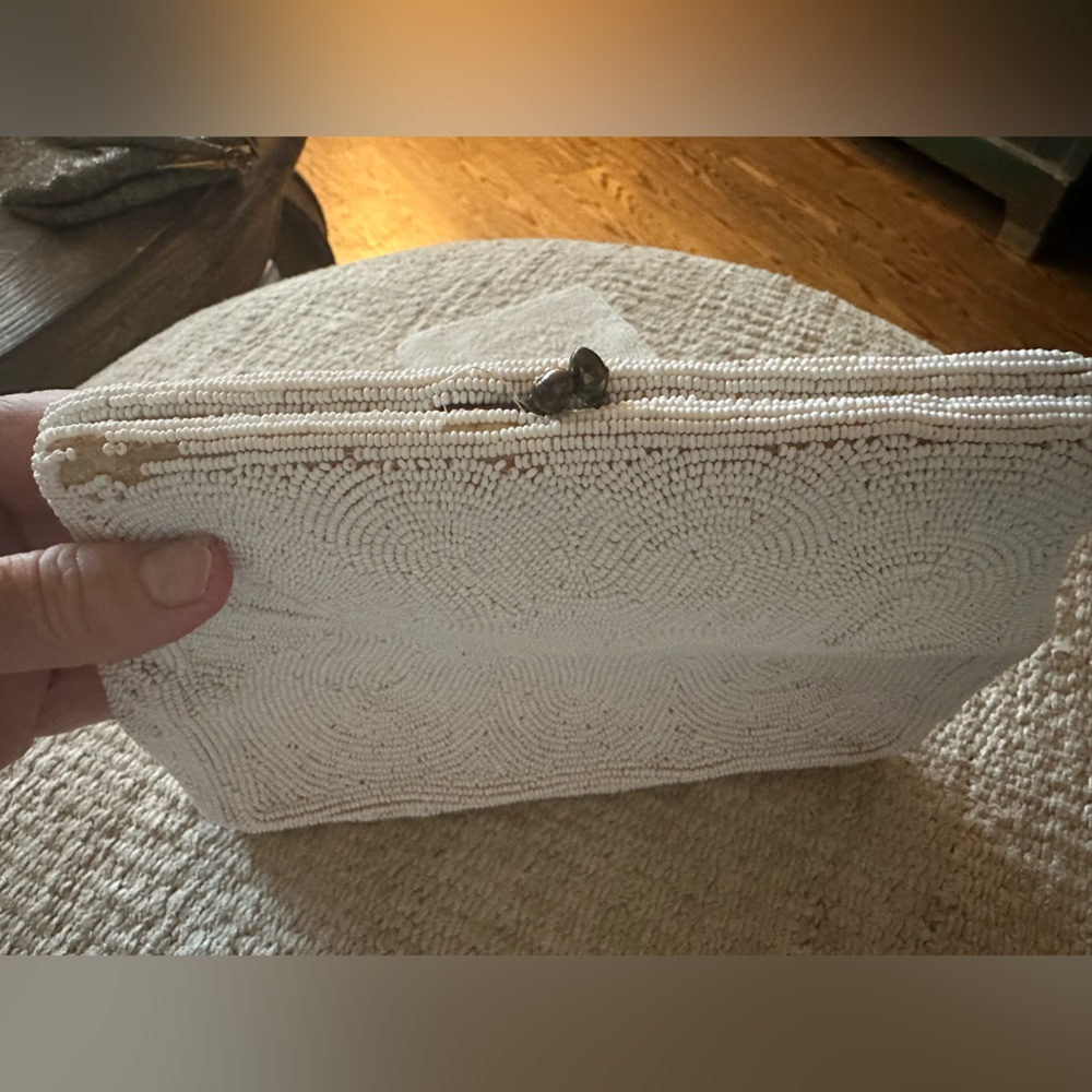 Vintage Beaded White Clutch with Wallet